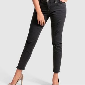 OLGYN Skinny Stretch Black Denim Distressed
